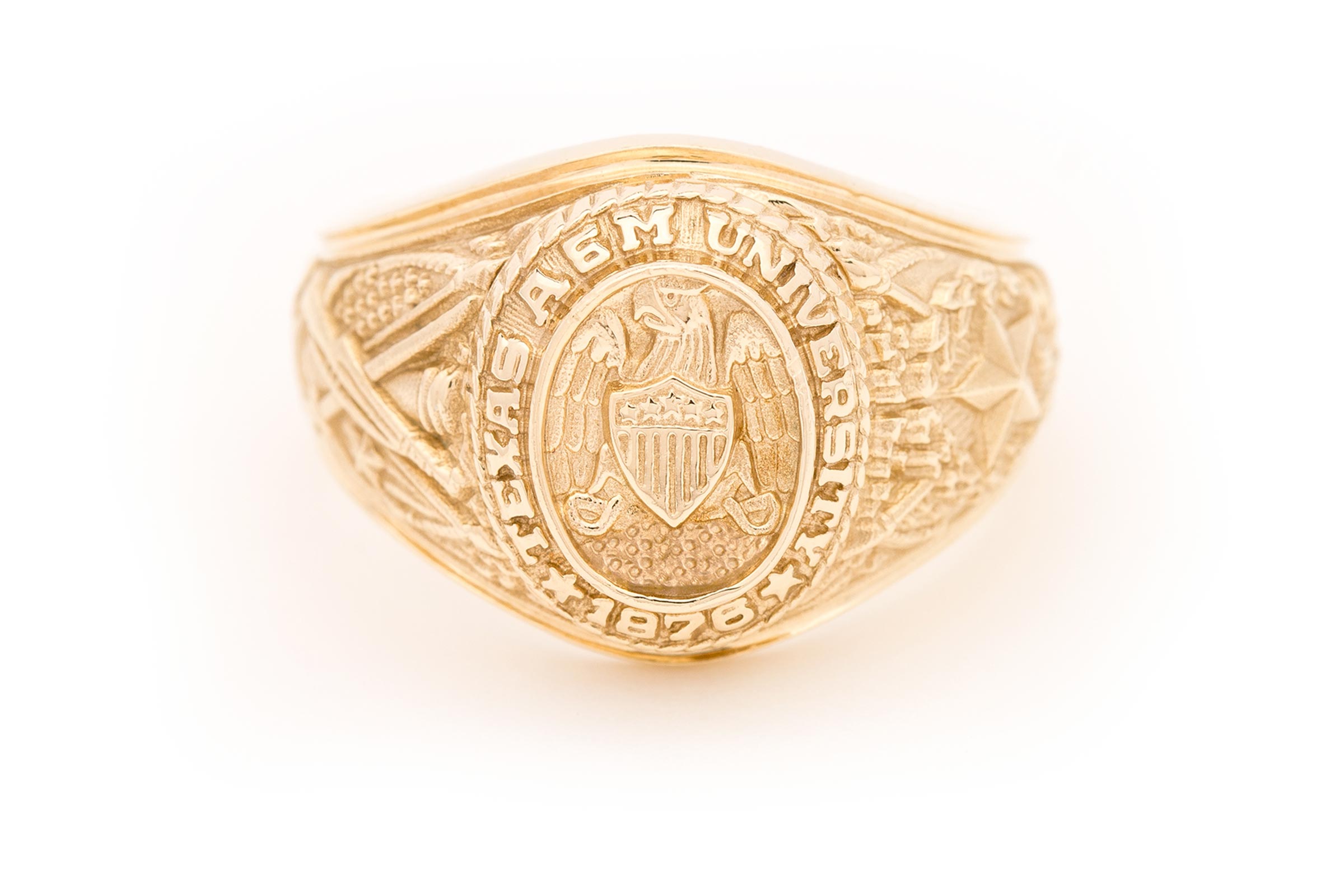 Small Aggie Ring in yellow gold with natural finish