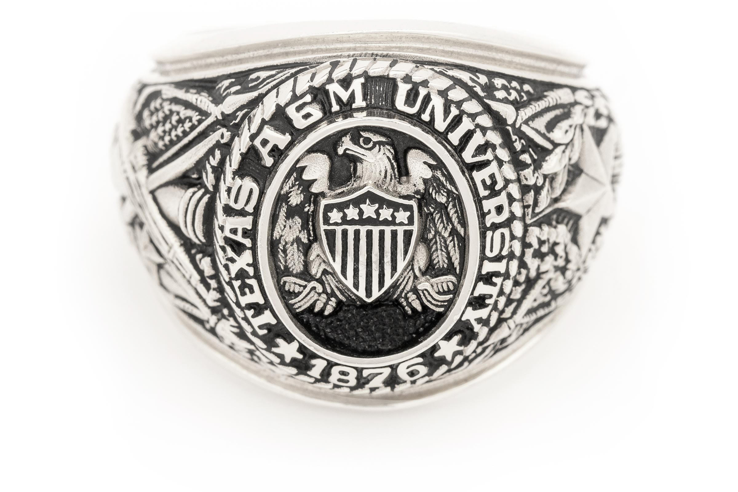 Full Logo College Jewelry Texas A&M University Aggies Rings Stainless Steel 6MM Wide Ring Band