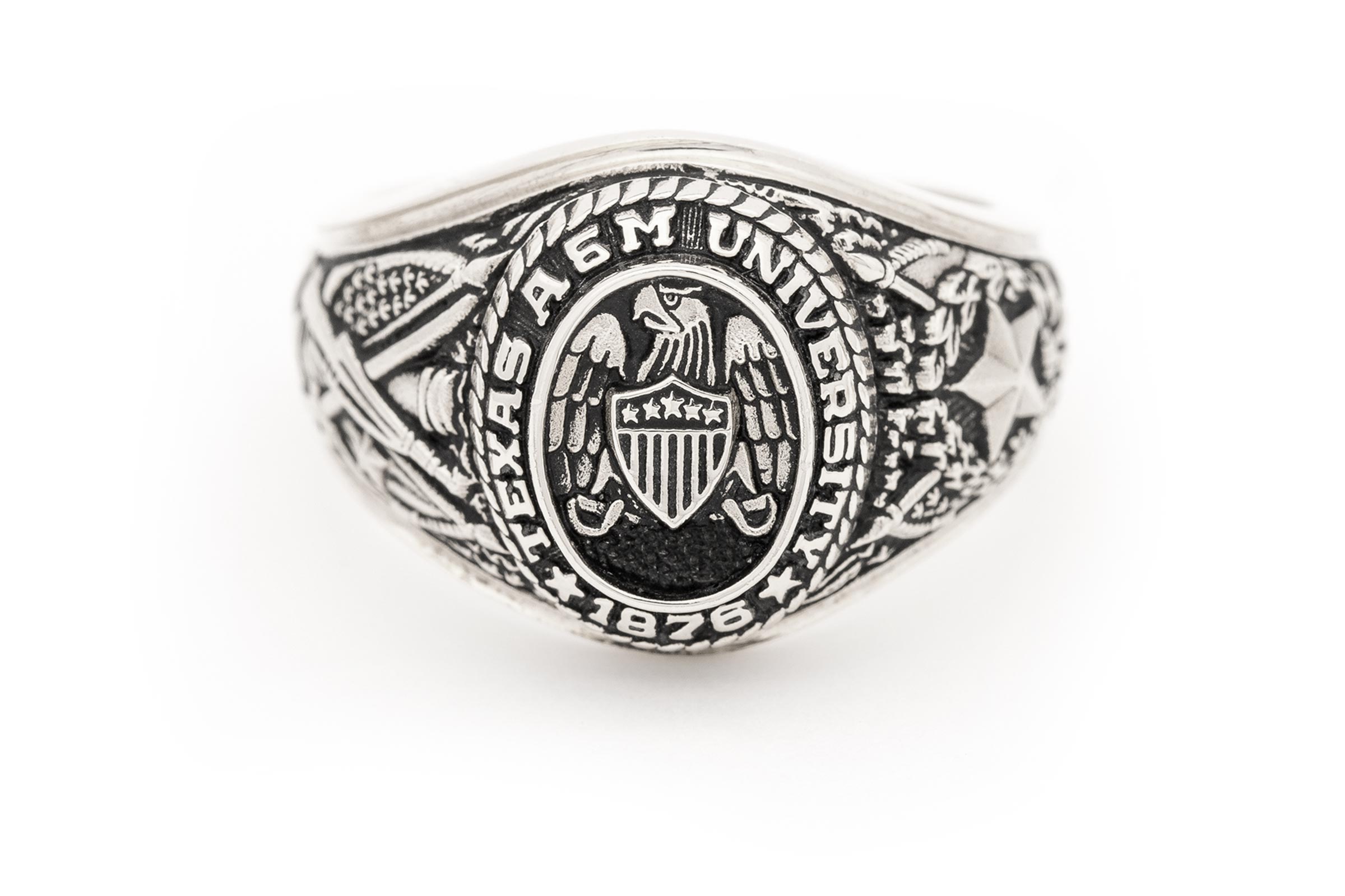 Full Logo College Jewelry Texas A&M University Aggies Rings Stainless Steel 6MM Wide Ring Band