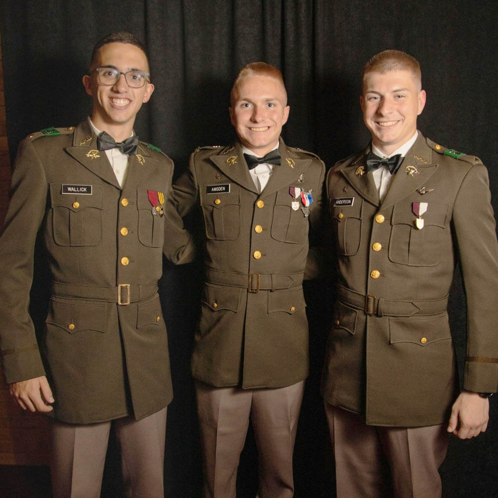 Photo of a group of cadets posing in Class AA Uniforms