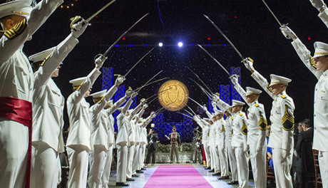 The saber arch at the Distinguished Alumni Gala